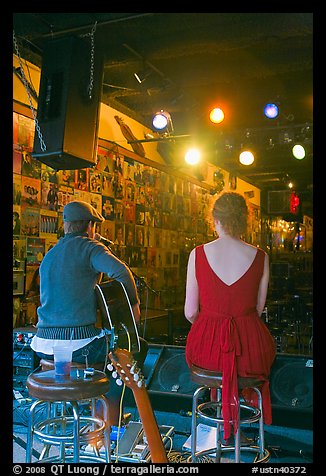 Singers from behind scene at Tootsie Orchid Lounge. Nashville, Tennessee, USA (color)