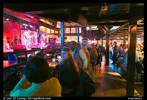 Bar with live music in Beale Street. Memphis, Tennessee, USA (color)