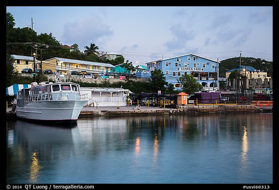 National Park Service harbor at dusk, Cruz Bay. Saint John, US Virgin Islands (color)