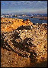 Rock Swirls and Lake Powell, Glen Canyon National Recreation Area, Arizona. USA ( color)