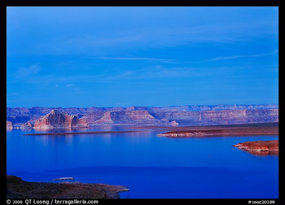 Lake Powell, blue hour, Glen Canyon National Recreation Area, Arizona. USA