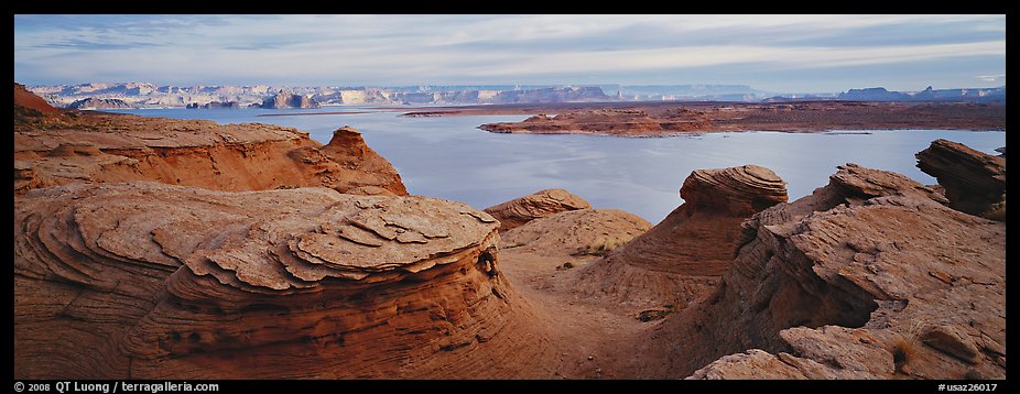 Lake Powell scenery with swirls in foreground, Glen Canyon National Recreation Area, Arizona. USA (color)