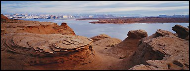 Lake Powell scenery with swirls in foreground, Glen Canyon National Recreation Area, Arizona. USA (Panoramic color)