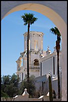 Arch and North Court, San Xavier del Bac Mission (the White Dove of the Desert). Tucson, Arizona, USA