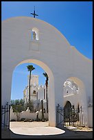 Arches and North Court, San Xavier del Bac Mission. Tucson, Arizona, USA (color)