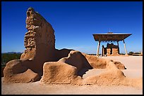 Hohokam ruins and the Great House, Casa Grande Ruins National Monument. Arizona, USA