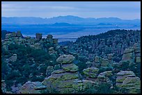 Spires at dusk from from Massai Point. Chiricahua National Monument, Arizona, USA