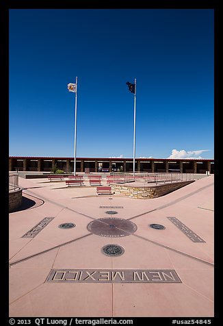 Disks, seals, and flags. Four Corners Monument, Arizona, USA