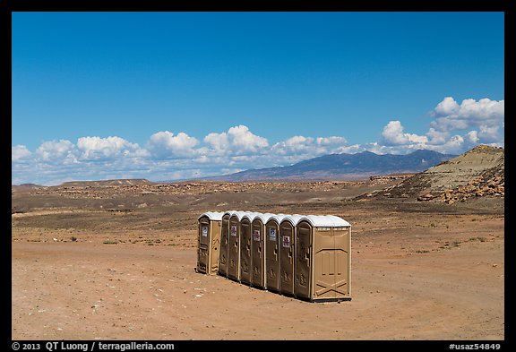 Portable toilets in desert. Four Corners Monument, Arizona, USA (color)