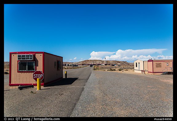 Mobile buildings at entrance. Four Corners Monument, Arizona, USA (color)