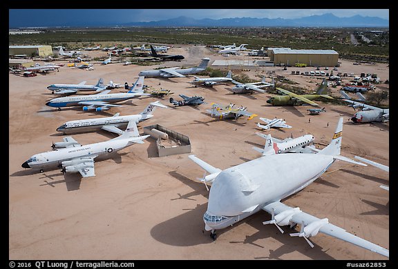 Aerial view of aircraft in Pima Air and space museum. Tucson, Arizona, USA