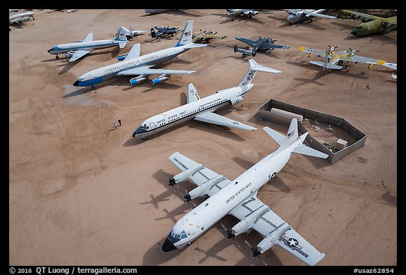 Aerial view of retired aircraft, Pima Air and space museum. Tucson, Arizona, USA