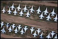 Aerial view of rows of fighter jets. Tucson, Arizona, USA ( color)