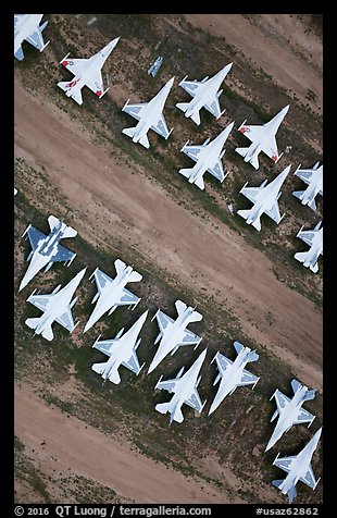 Aerial view of fighter jets. Tucson, Arizona, USA