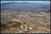 Aerial view of downtown Tucson and Rincon Mountains. Tucson, Arizona, USA ( color)