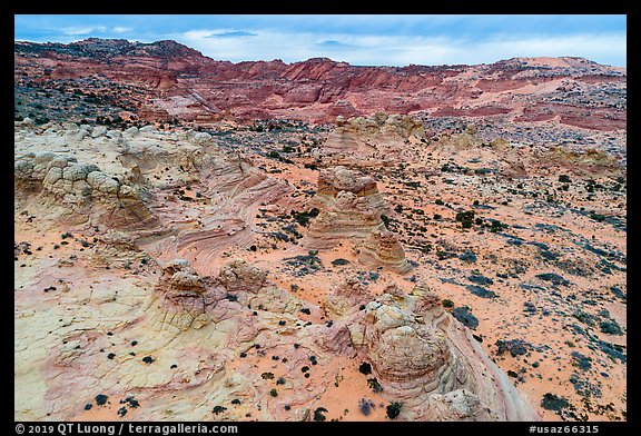 Aerial view of Cottonwood Teepees. Vermilion Cliffs National Monument, Arizona, USA (color)