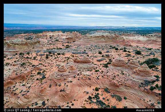 Aerial view of Teepees, Coyotte Buttes South. Vermilion Cliffs National Monument, Arizona, USA (color)