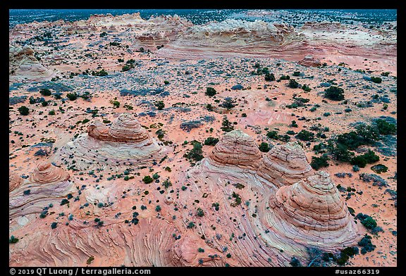 Aerial view of Cottonwood Teepees, Coyotte Buttes South. Vermilion Cliffs National Monument, Arizona, USA (color)