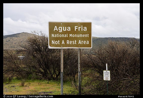 National Monument not a rest area sign. Agua Fria National Monument, Arizona, USA (color)
