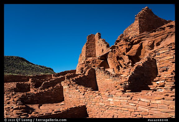 Wupatki ruin of red rock pueblo. Wupatki National Monument, Arizona, USA (color)