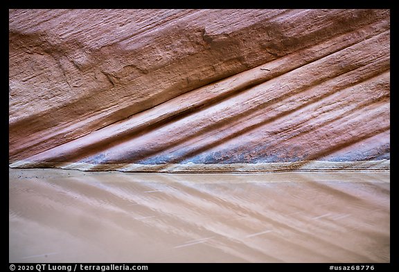 Striations reflected in water, Paria Canyon. Vermilion Cliffs National Monument, Arizona, USA