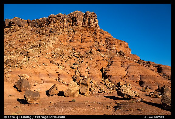 Rocks fallen from butte. Vermilion Cliffs National Monument, Arizona, USA (color)