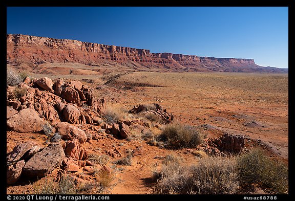 Vermilion Cliffs stretching into the distance. Vermilion Cliffs National Monument, Arizona, USA (color)