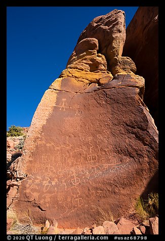 Boulder with Maze rock art. Vermilion Cliffs National Monument, Arizona, USA (color)