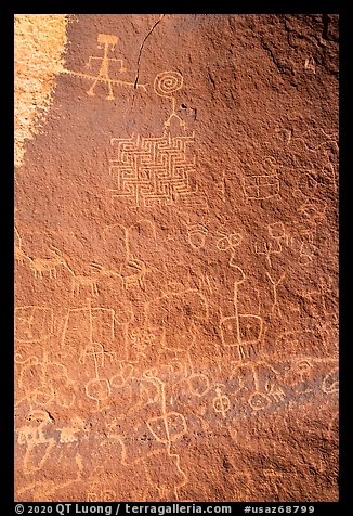Maze Rock petroglyph panel. Vermilion Cliffs National Monument, Arizona, USA (color)