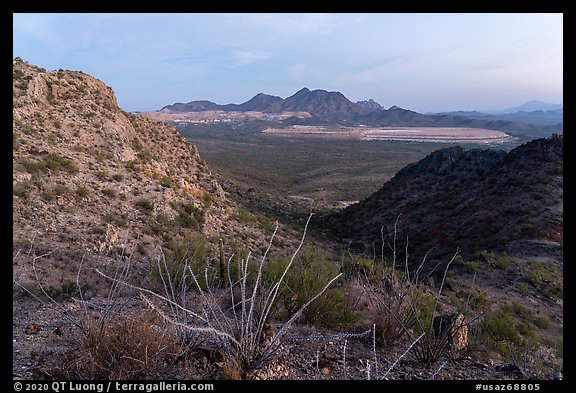 Silver Bell Mountains and mine at dawn. Ironwood Forest National Monument, Arizona, USA