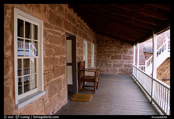 Interior porch of Winsor Castle. Pipe Spring National Monument, Arizona, USA (color)