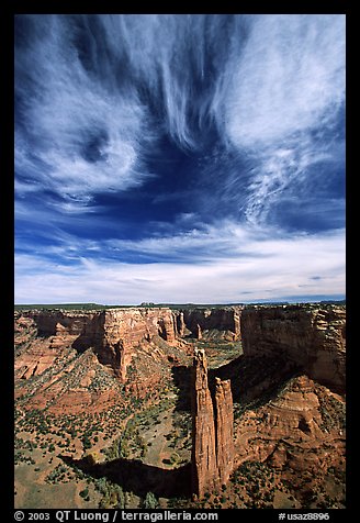Spider Rock and skies. Canyon de Chelly  National Monument, Arizona, USA