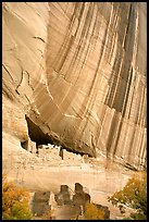 White House Anasazi ruins and wall with desert varnish. Canyon de Chelly  National Monument, Arizona, USA ( color)