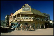 Horse carriage and saloon, Old Tucson Studios. Tucson, Arizona, USA (color)