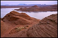 Sandstone Swirls and Lake Powell, Glen Canyon National Recreation Area, Arizona. USA ( color)