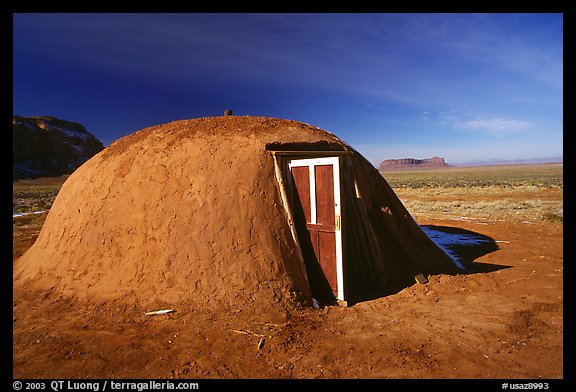 Hogan. Monument Valley Tribal Park, Navajo Nation, Arizona and Utah, USA (color)