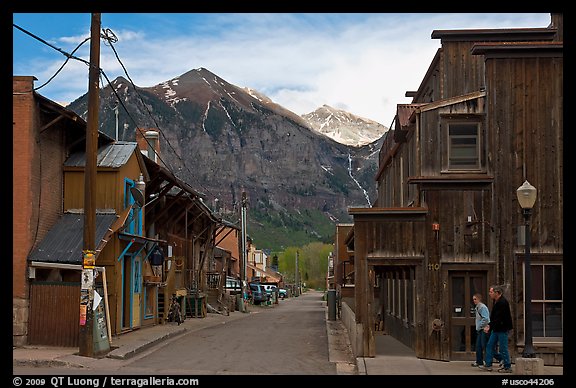 Street with old wooden buildings. Telluride, Colorado, USA