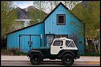Jeep and blue house. Telluride, Colorado, USA ( color)