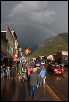 Main street sidewalk and rainbow. Telluride, Colorado, USA (color)