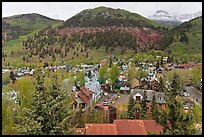 Town and mountains in the spring. Telluride, Colorado, USA (color)