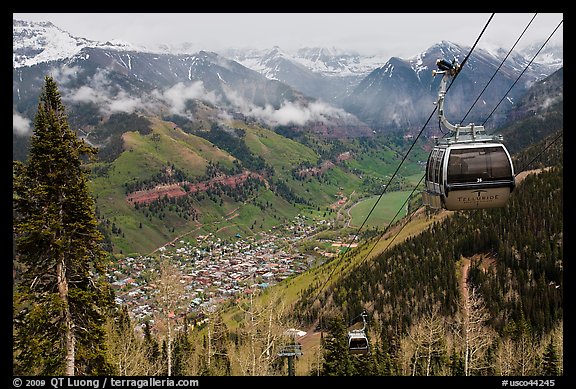 Gondola and valley. Telluride, Colorado, USA