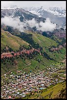 Town in mountain valley. Telluride, Colorado, USA