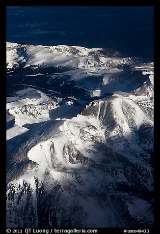 Aerial view of Rocky Mountains in winter. Colorado, USA