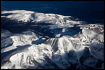 Aerial view of Rocky Mountains with snow. Colorado, USA