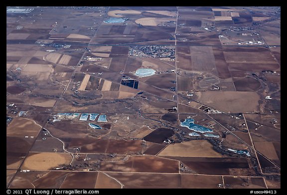 Aerial view of agricultural lands, Front Range. Colorado, USA (color)