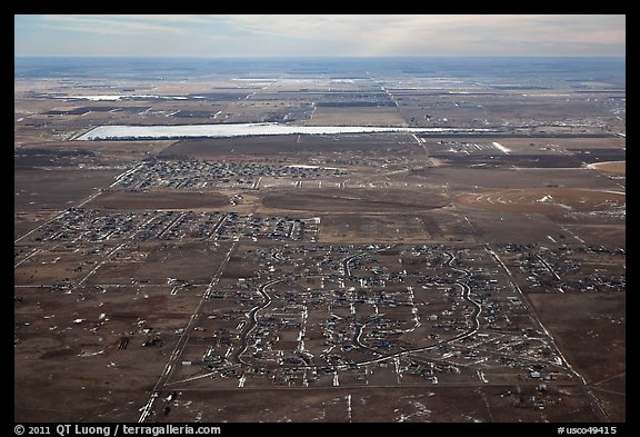 Aerial view of subdivision and plains. Colorado, USA (color)
