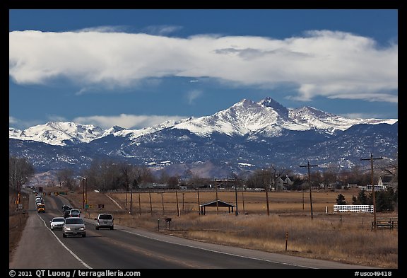 Rocky Mountains from Front Range in winter. Colorado, USA