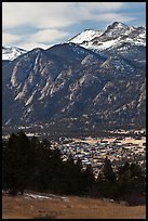 Estes Park, valley, and mountains. Colorado, USA (color)