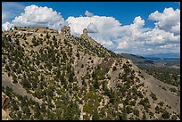 Spires of Cretaceous Period. Chimney Rock National Monument, Colorado, USA ( color)