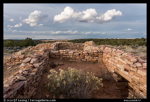 Ruined walls, Lowry Pueblo. Canyon of the Ancients National Monument, Colorado, USA (color)
